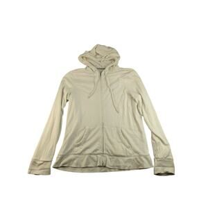 Womens LL Bean Full Zip Hoodie Sweatshirt Size S Regular White Logo